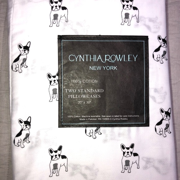 Cynthia Rowley Bulldog Pillowcases Frenchie - Picture 3 of 4